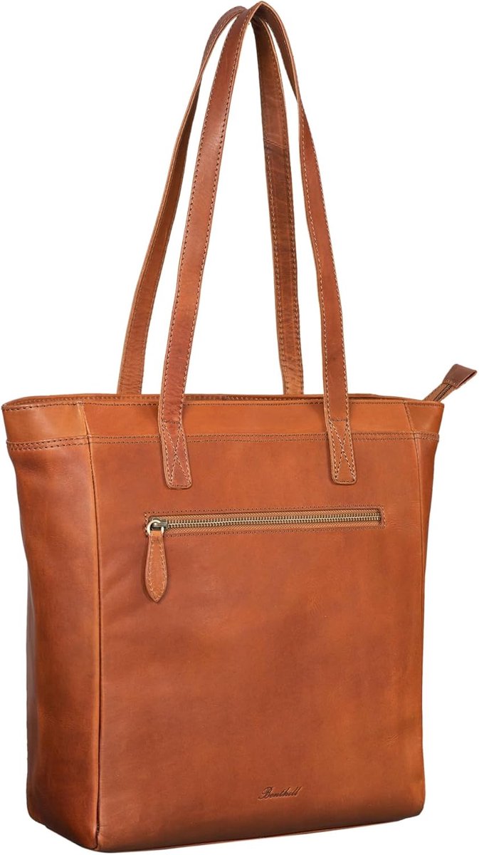 Benthill Dames shopper leer - schoudertas van rundleer - handtas met ritssluiting - schoudertas/leren tas - vintage tas - ShopVlot