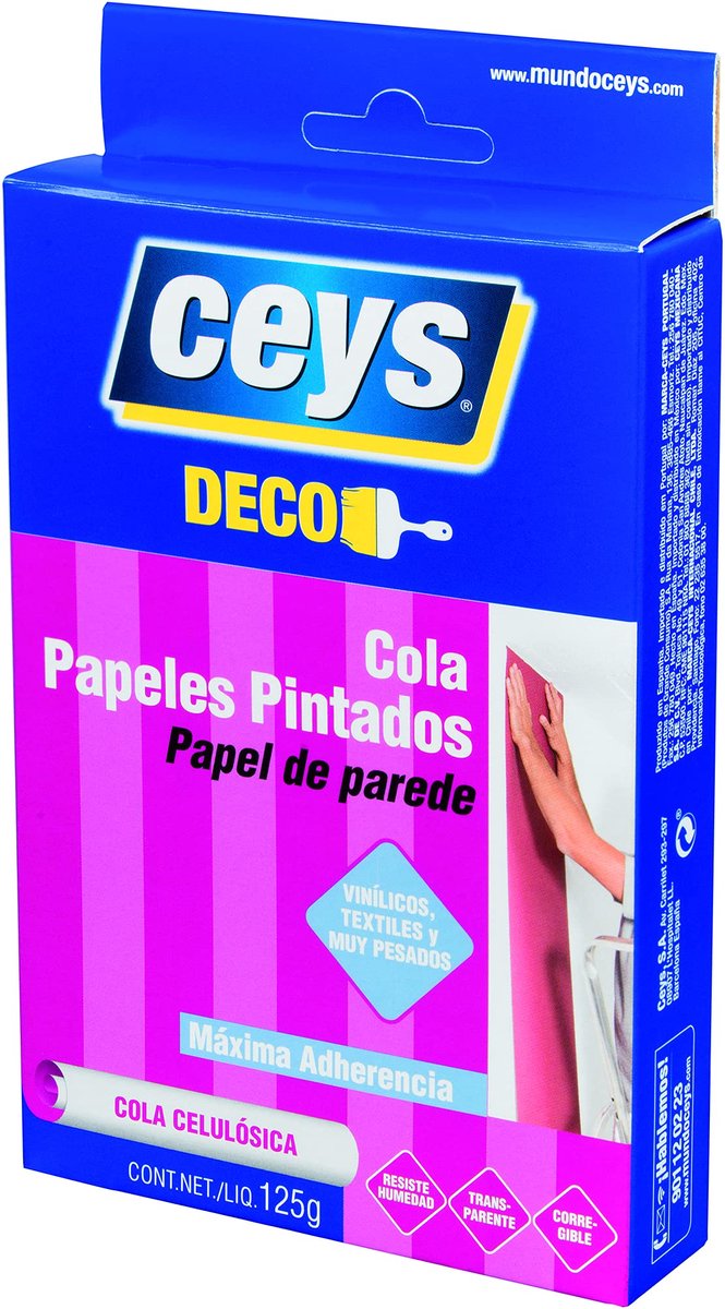 Ceys Behanglijm - maximale hechting - voor vinyl, textiel en zeer zware - celluloselijm - transparant - 125 g - ShopVlot