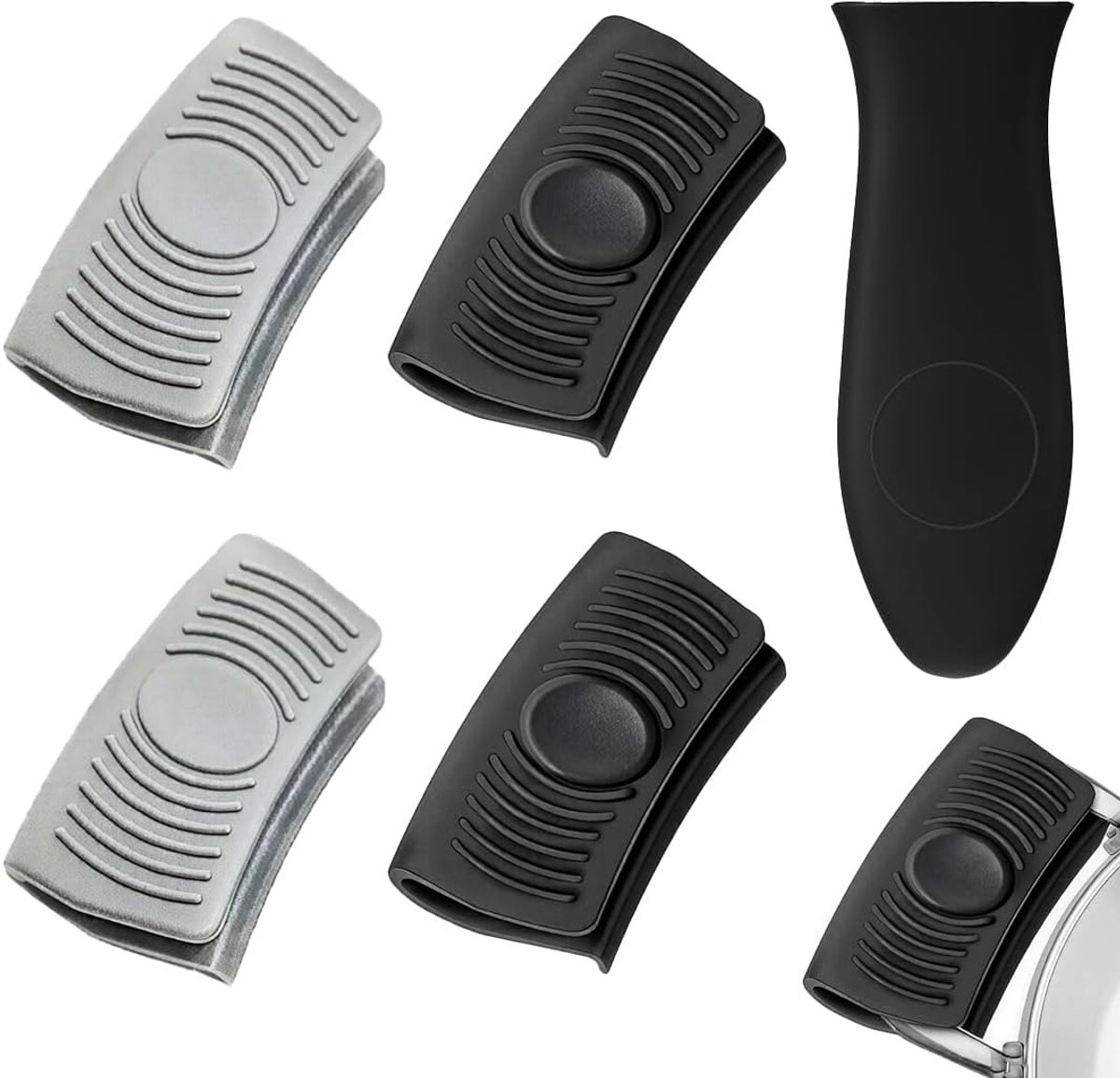 Set of 5 Silicone Handles for Pans, Heat Protection & Pot Handle, Non-Slip Silicone Potholders for Cast Iron - ShopVlot