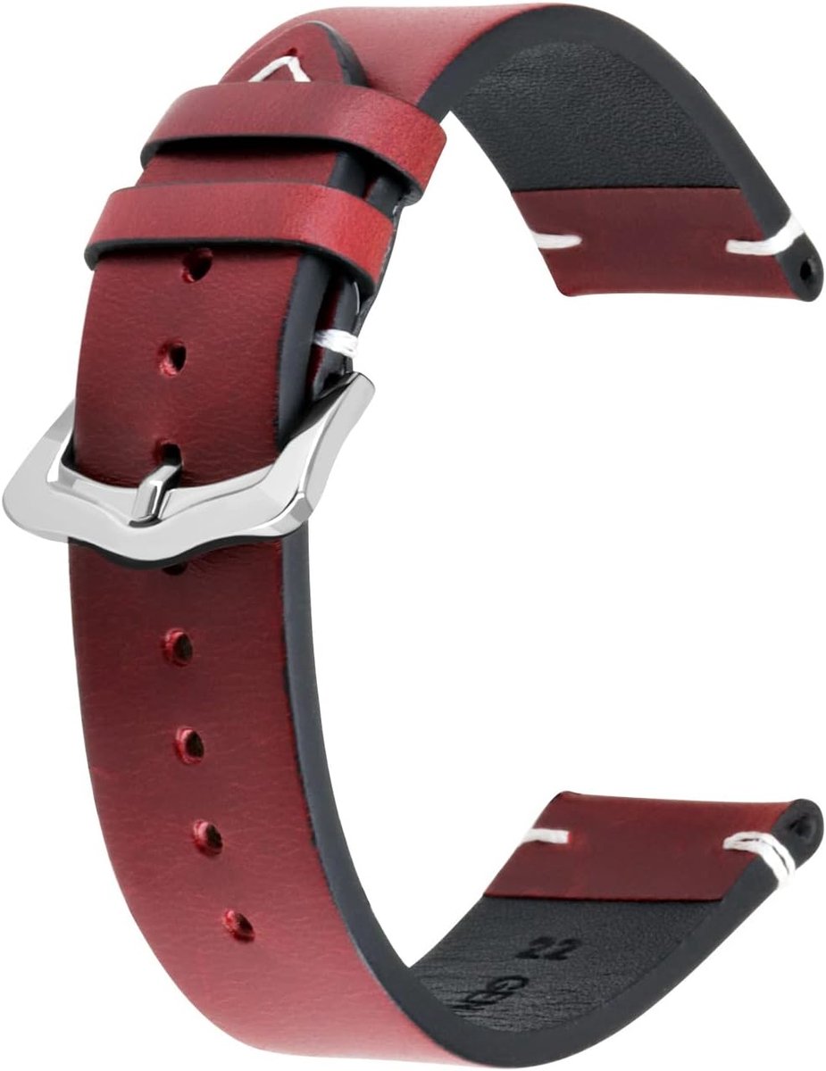 Kai Tian 18 mm, 20 mm, 22 mm, 24 mm, calfskin, vintage watch strap, blue, black, brown, red, green, for men and women - ShopVlot