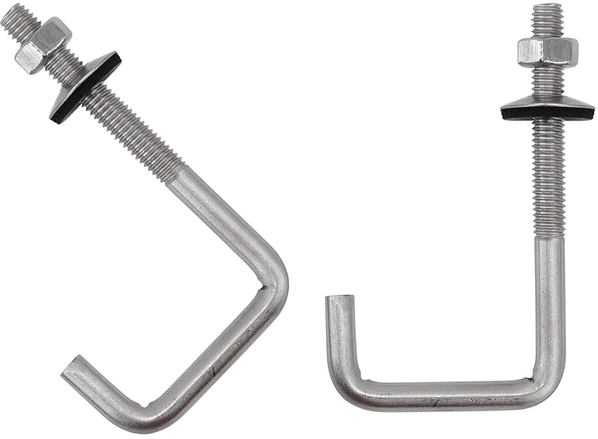 10pcs M6 x 50 x 120mm 304 Stainless Steel Roof Screws with Hooks for Fixed Tiles, Hook Screws - ShopVlot