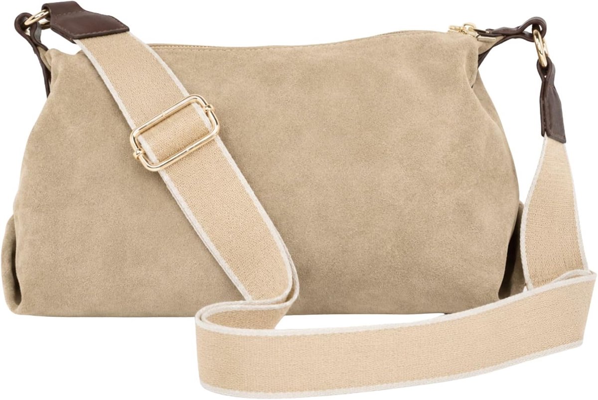 Lorenz Zachte Suedette Slouch schoudertas voor vrouwen, hobo handtas met verstelbare afneembare crossbody riem - ShopVlot