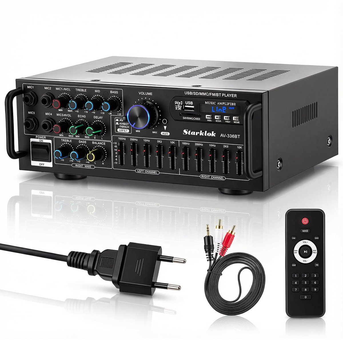 HiFi Versterker Stereo Bluetooth 600W met Afstandsbediening 2 Kanaals - ShopVlot