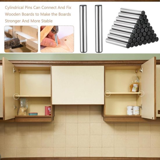 Complete set van 40 ondersteuningspennen, metalen pennen met stalen cilinder voor meubels, boekenplanken en kasten — afbeelding 2