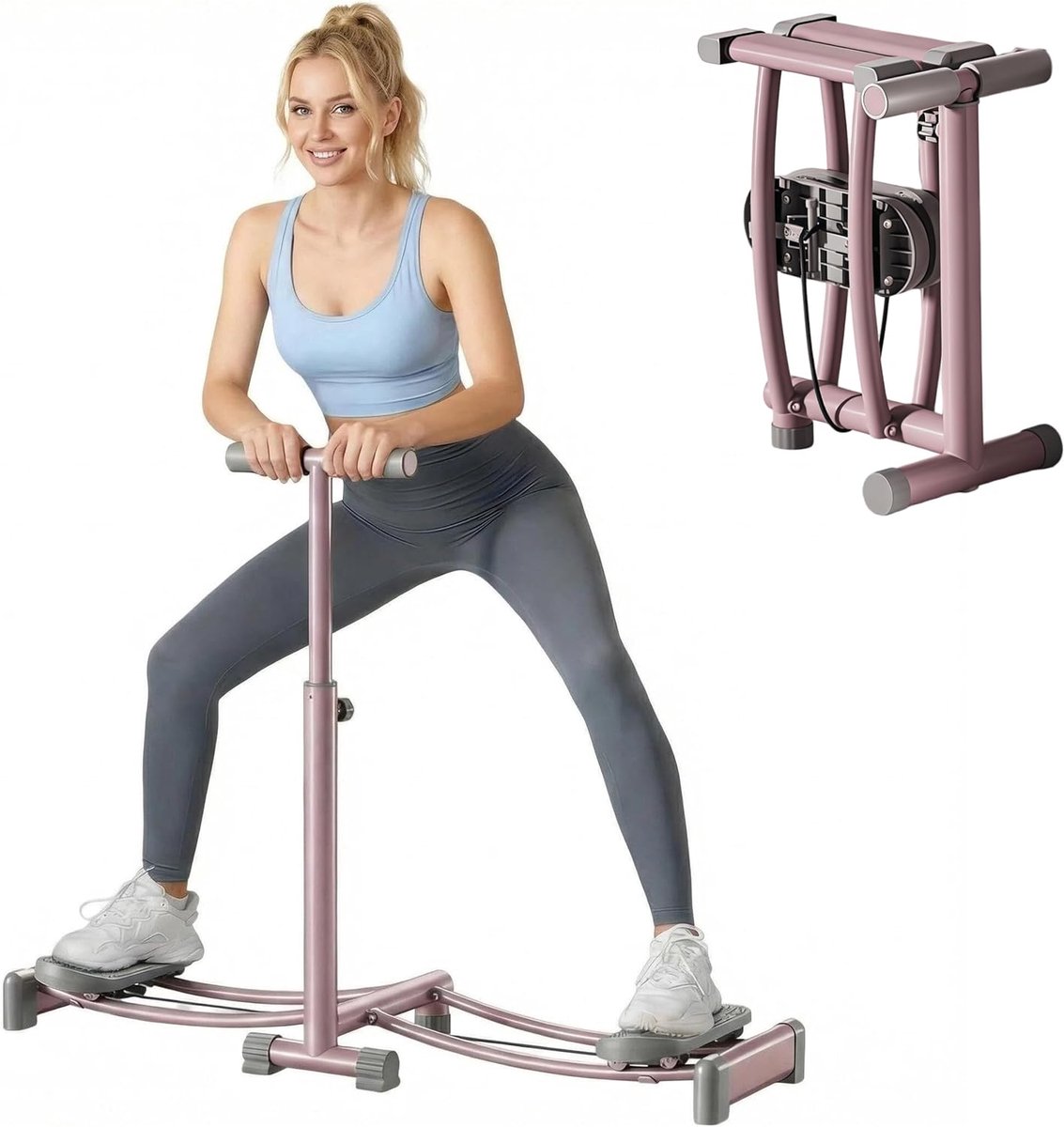 Simulated ski machine thigh trainer with height-adjustable armrests - ShopVlot