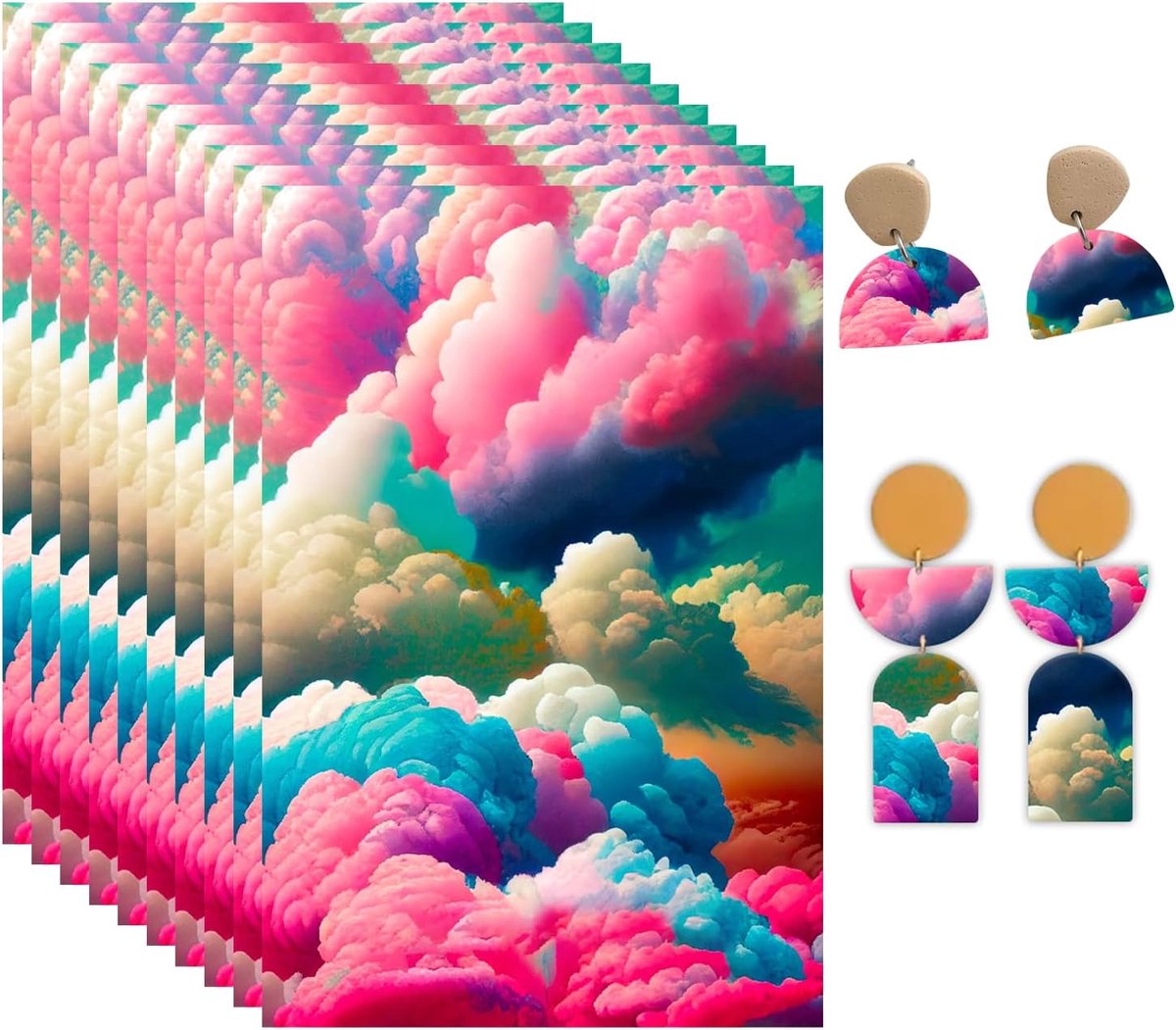 10Pcs/Set Transfer Paper For Polymer Clay, 5.82x3.93 Inch Colorful Clouds Transfer Sheets Polymer Clay, Print Polymer - ShopVlot