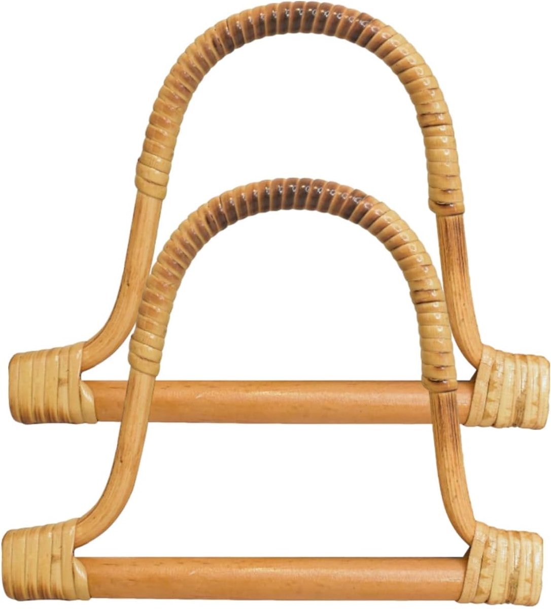 2 Pieces Woven Rattan Wood Handles, Wooden Handles for Bags, Wooden Replacement Handles, Decorative Replacement for - ShopVlot
