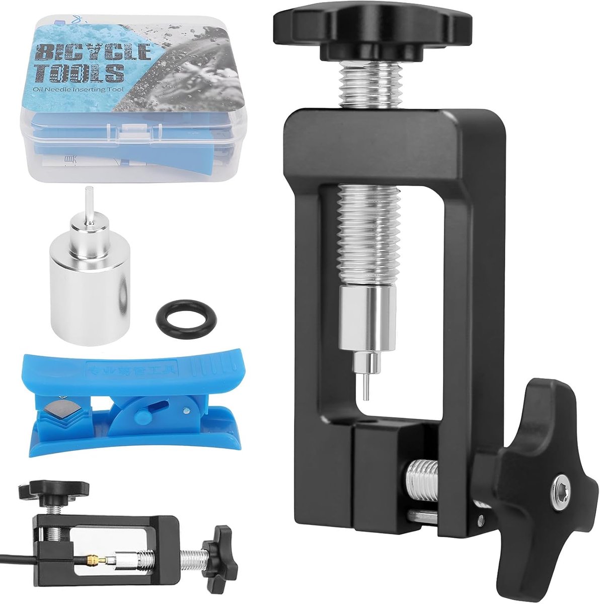 Bicycle Hydraulic Hoses Tool with Rubber Seals and Storage Box, Professional Oil Needle Set Including Nylon Cutter for - ShopVlot