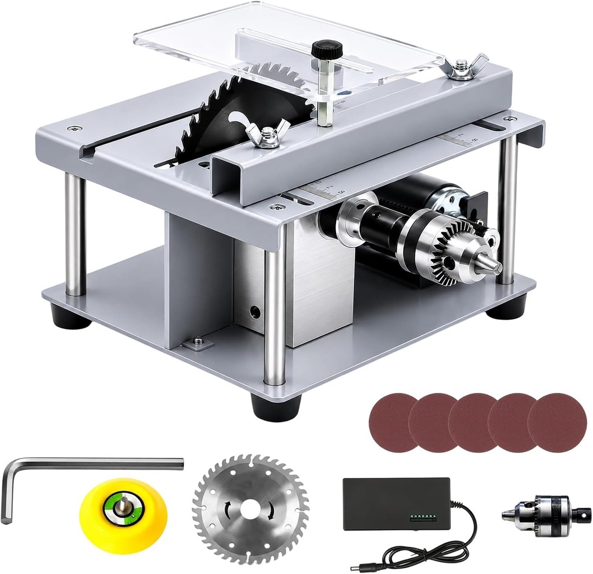 Mini Table Saw 150 W 6000 rpm Electric Mini Table Saw - With knives and polishing disc, cutting saw with adjustable - ShopVlot