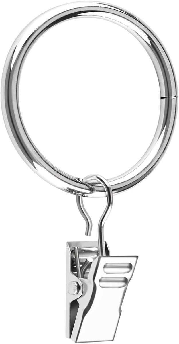 TopHomer 50 stuks gordijnringen - 38 mm binnendiameter, roestvrije zilveren metalen gordijnclips voor thuisstang - ShopVlot