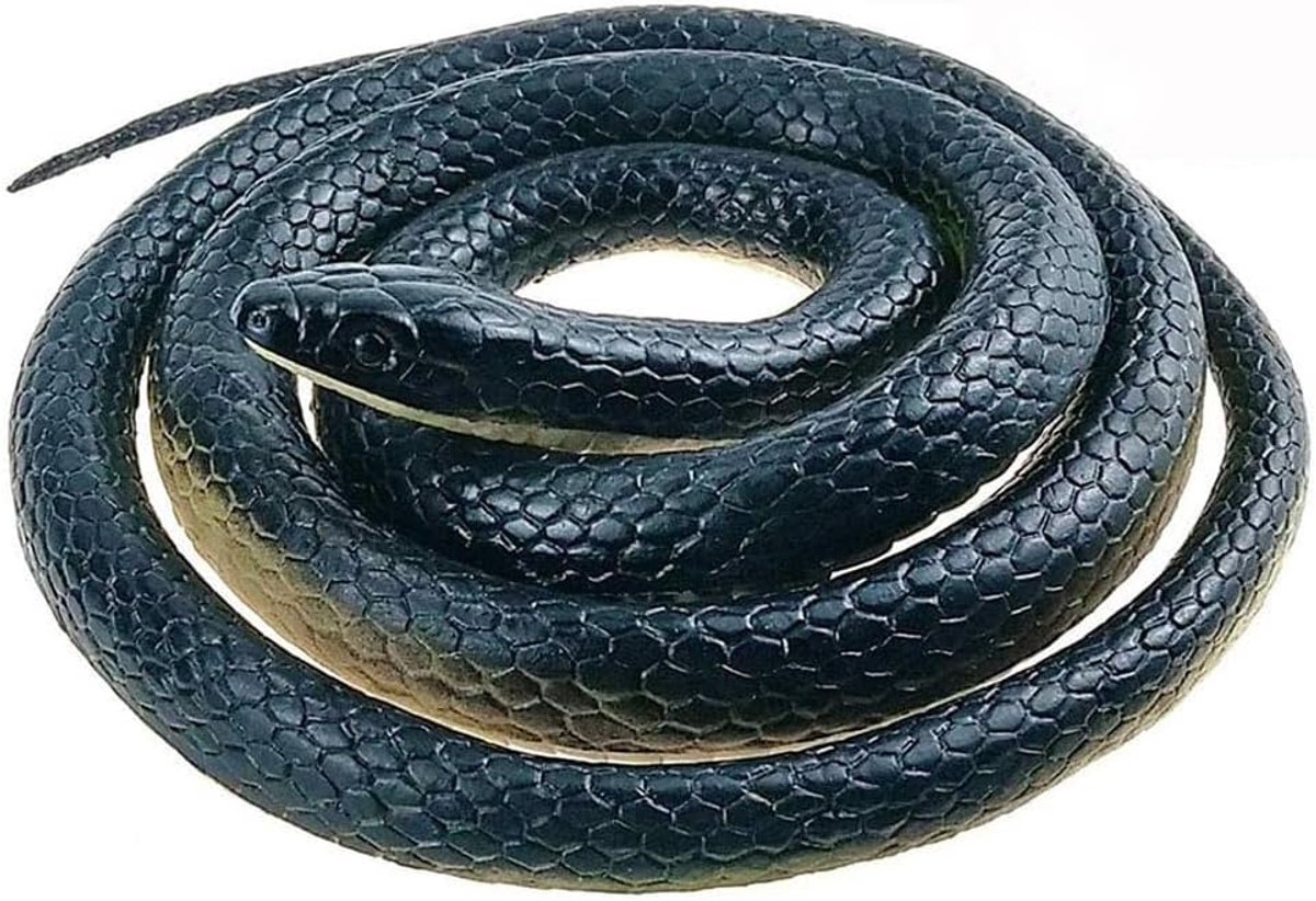 MAKFORT Elastic Soft Rubber Snake, Realistic Snake, Game for Tricky Aprilfish Halloween Toy (Black) - ShopVlot