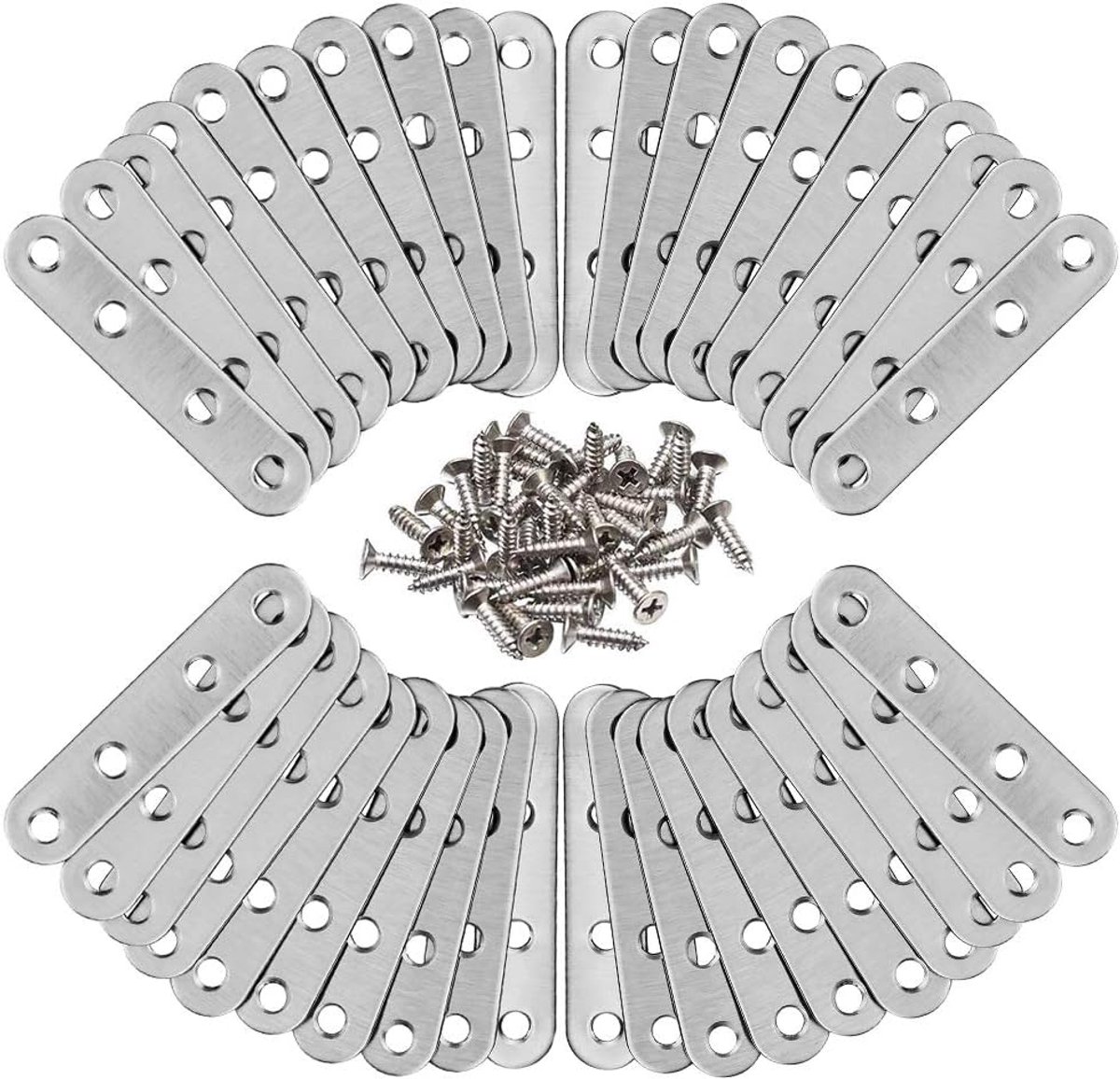50 Pcs Flat Corner Bracket Plates, Stainless Steel Plate Bracket, Flat Corner Brace with Screws, Eavy Duty Fixing - ShopVlot