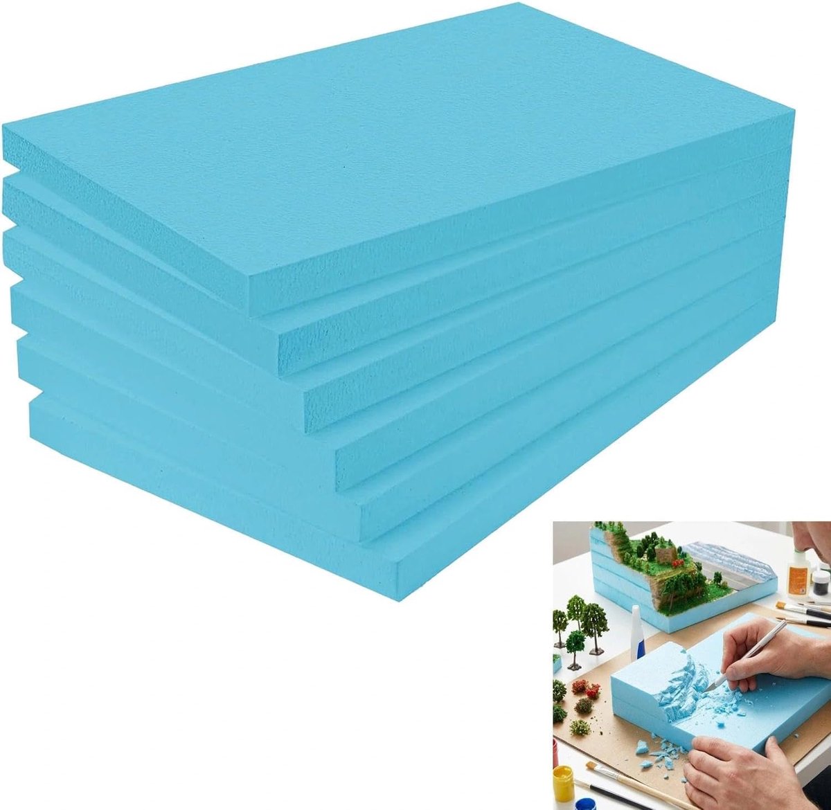 Set van hardschuimplaten voor knutselen, piepschuimplaten en modelbouw, 6 stuks, 29 x 20 x 2 cm, ideaal voor - ShopVlot