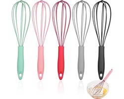 5 Pieces Silicone Silicone Wire Snow Broom, Balloon Whisk, Non-Stick Coating, Kitchen Yarn for Mixing, Beating - ShopVlot