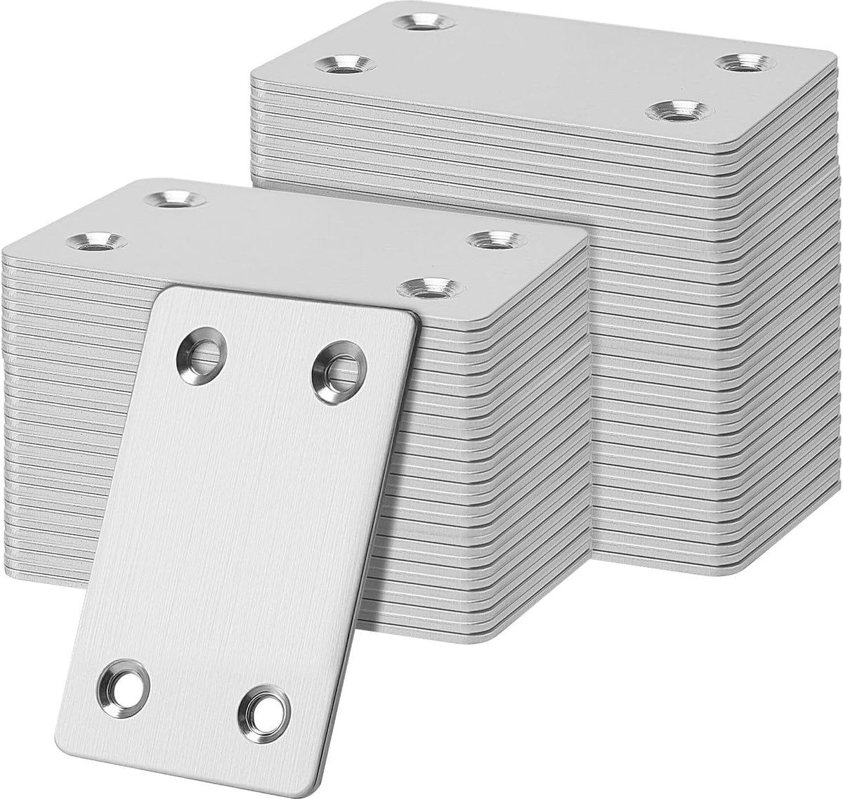 80pcs 60 x 38mm flat connectors stainless steel, metal connecting plates, perforated plates, wooden connector with 120 - ShopVlot