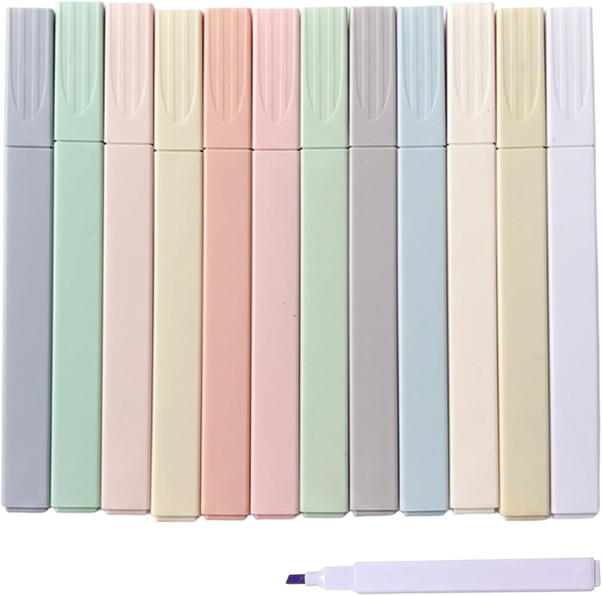 12 stuks markeerstiften, pastelset, sneldrogend en zonder doordrukken, ideaal voor school, kantoor, journaling - ShopVlot
