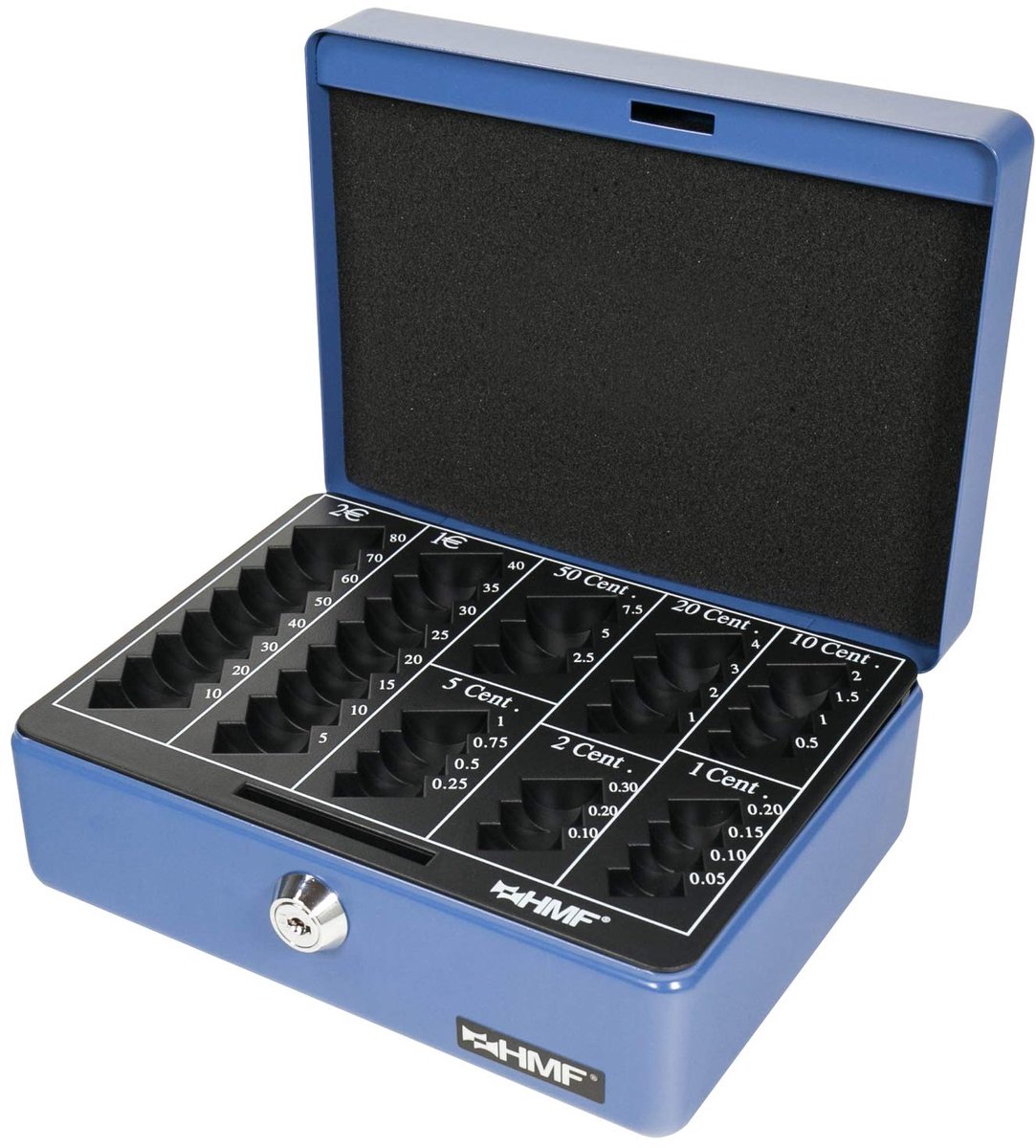 Euro muntbak 20 x 16 x 9 cm - blauw - compact formaat - ideaal voor muntopslag - ShopVlot