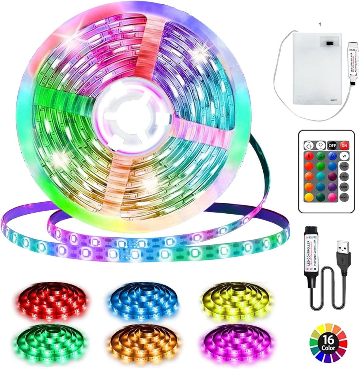 ZRNS® LED Strip Batterij - Ledstrip Oplaadbaar - Verlichting - Met Afstandsbediening - 3 m