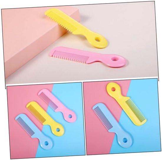 12 stuks - Babyhaarkam - Haarborstel - Kam met ronde tanden - Haarkam voor gladmakend haar - Haartrimkam - Roze, geel, blauw, groen - Geschikt voor pasgeborenen, baby's (meisjes en jongens), kinderen en baby's — afbeelding 3