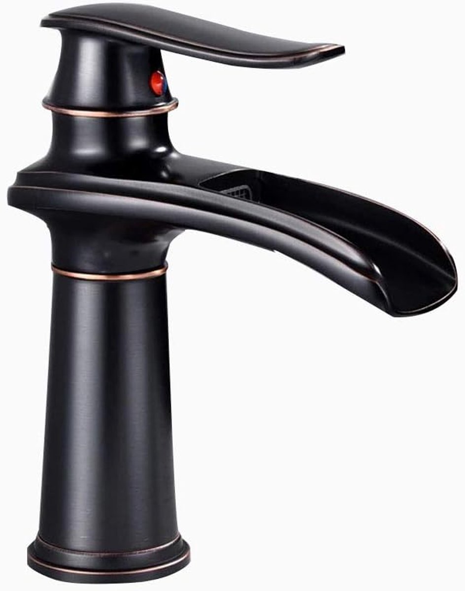 Kraan Waterfall - Volledig Koper - Zwart - Waterbesparend Design - ShopVlot