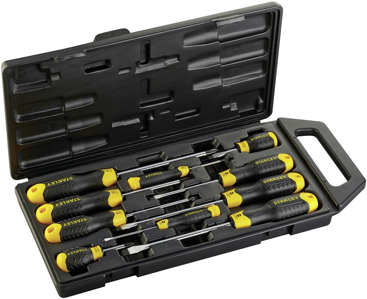 Schroevendraaierset 10 Delig - Sleuf- en Kruiskopschroevendraaiers met Comfort Grip voor Klussen en Reparaties