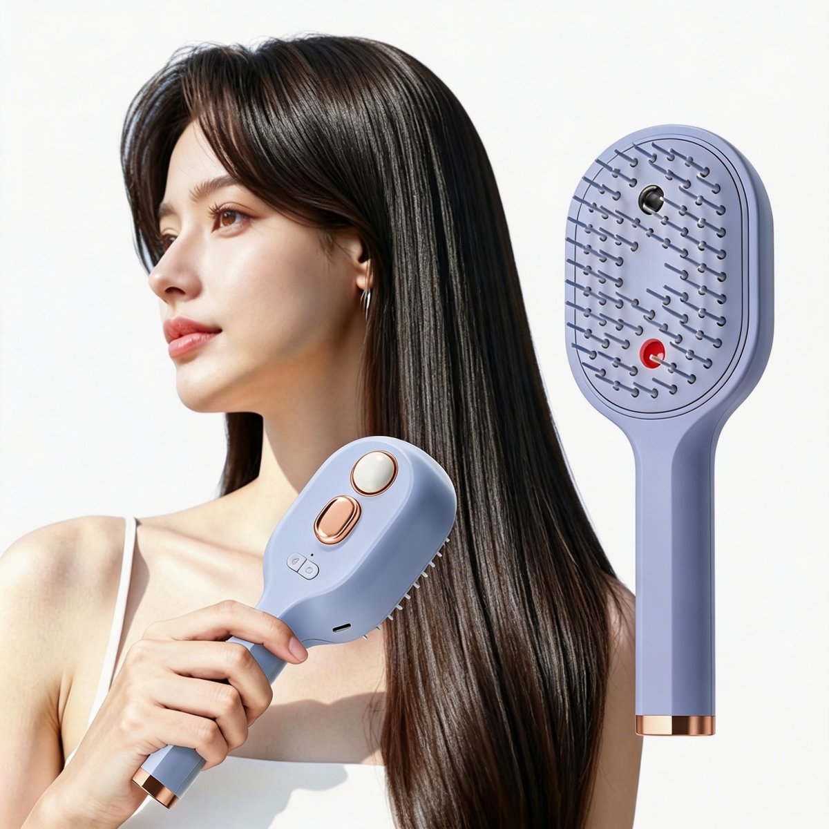 casalora-Elektrische Spray Kam – Elektrische Massage Kam-（paars） – Oplaadbare Draadloze Haarkam – Antistatisch en Gladmakend – Nano Rood Licht Massage – Geschikt voor Alle Haartypes - Type-C