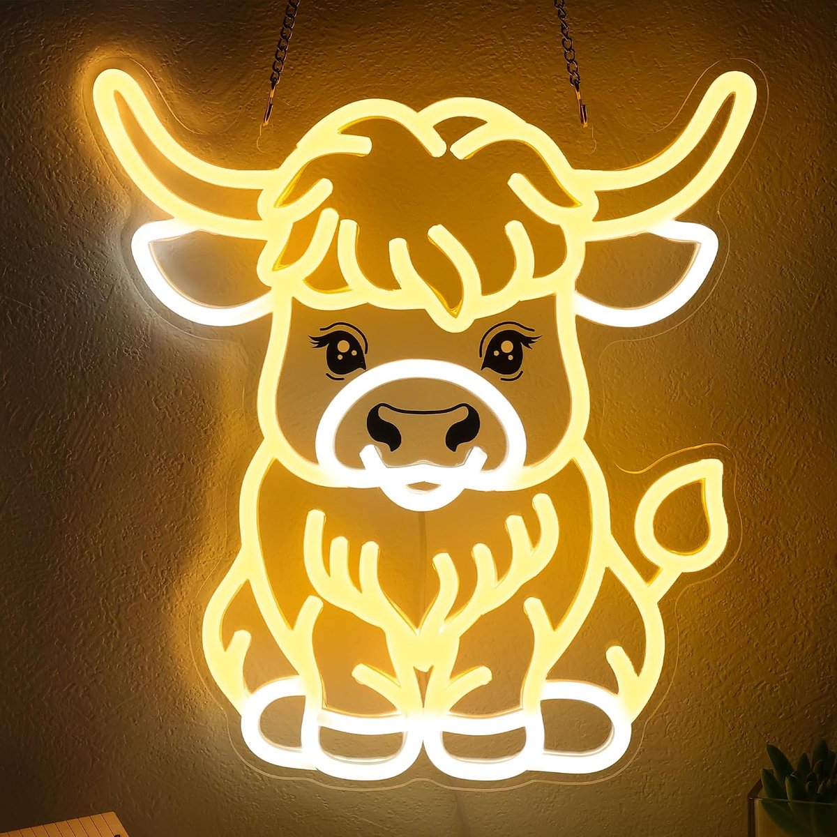 Neonlicht hooglander - wanddecoratie - kleurrijk ontwerp - sfeervolle verlichting voor kinderkamer - ShopVlot