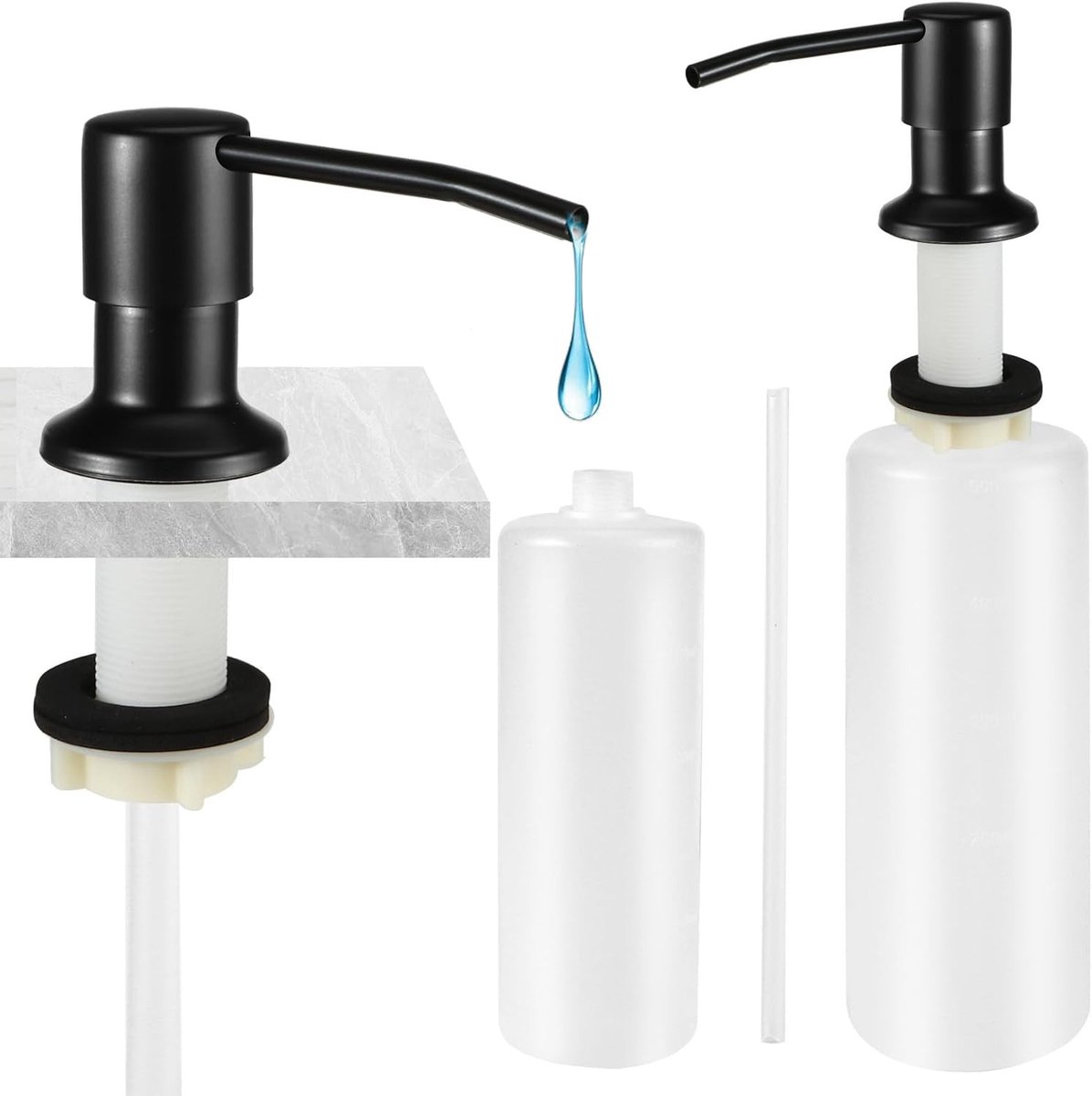 Praktische Vloeibare Zeepdispenser voor Keuken en Badkamer, Rotatable en Ingebouwd met 500 ml Fles voor Gemakkelijk Gebruik