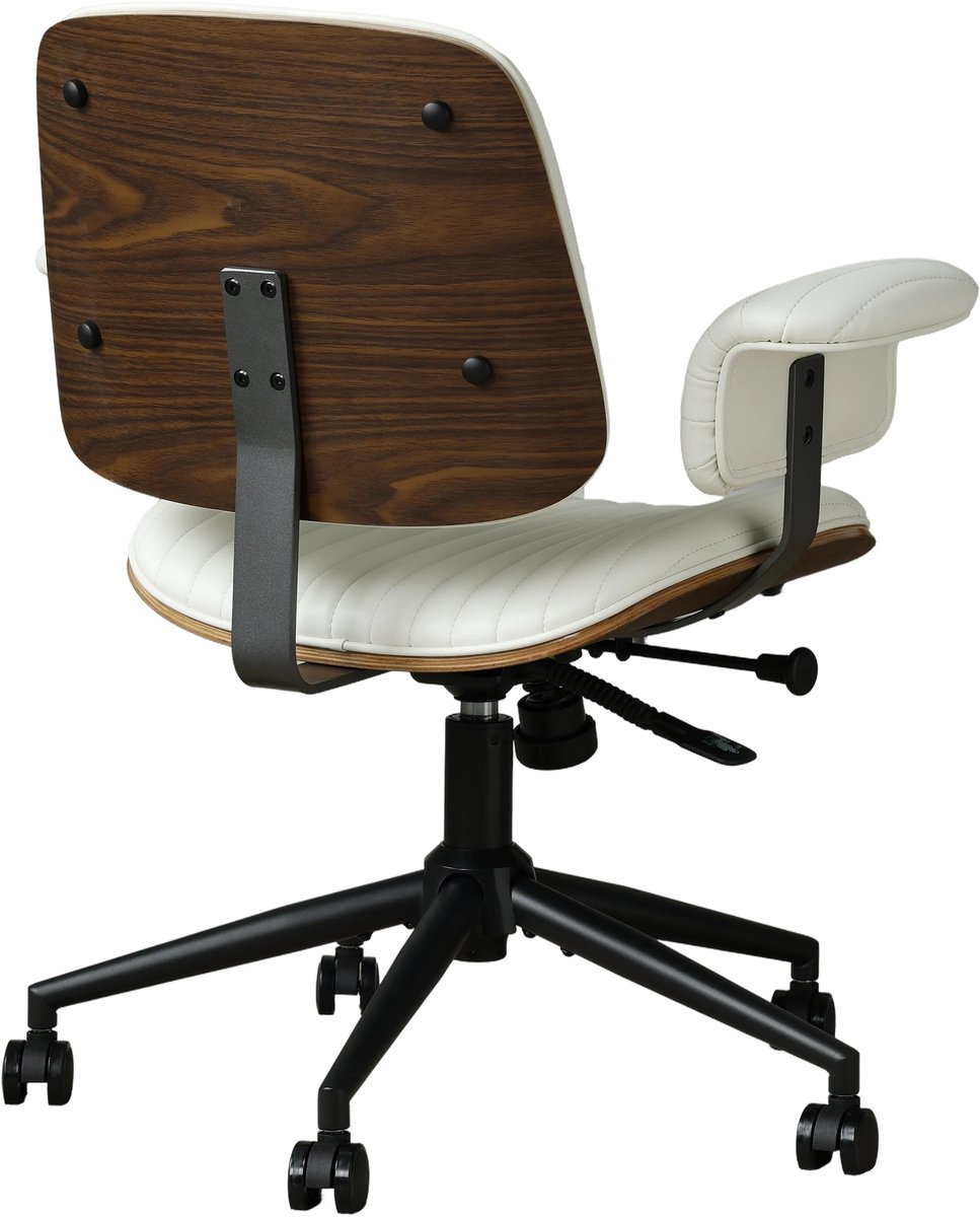 COVREO Bureaustoel 73x89 cm beige, kunstleer met wielen draaibaar