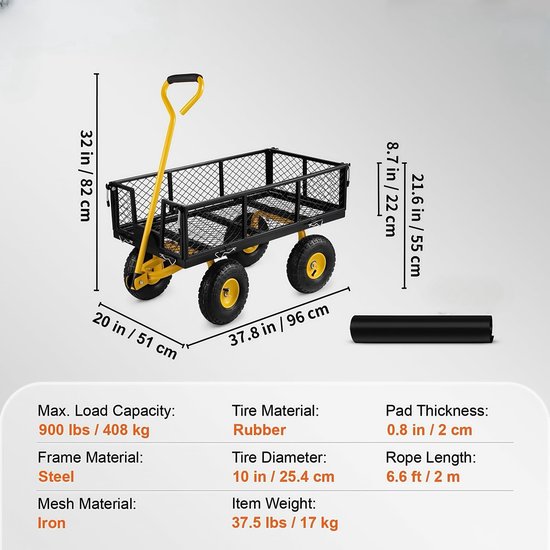 Bolderkar - Tuinkar Transportkar - Tuinwerk - Grote capaciteit - 408 kg - Groen van Bolderkar — afbeelding 2