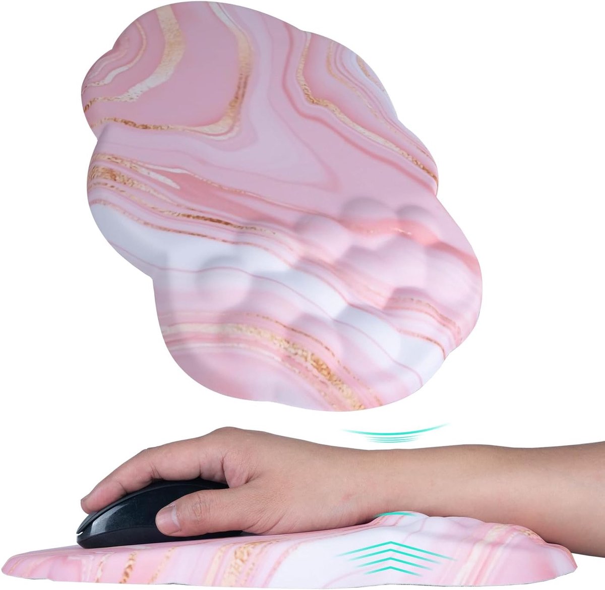 Ergonomische muismat met polssteun - grote cloudvorm - geheugenschuim - verlicht polspijn - ShopVlot
