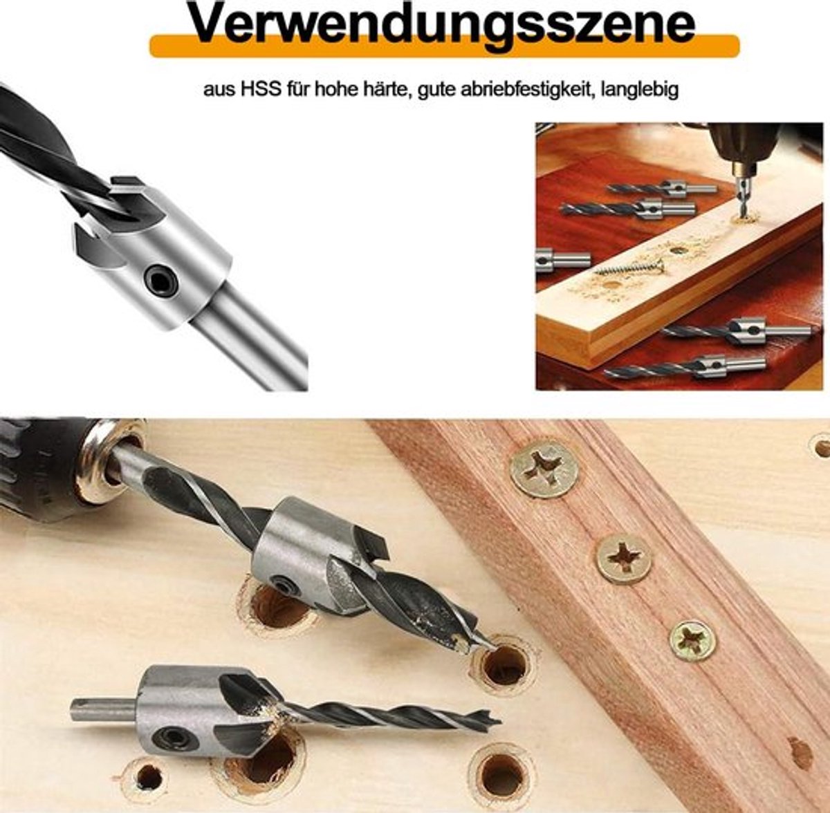 Verzinkboorset 7 Stuks - Houtbewerking - Spiraalboorset - Boorgereedschap - Staal - Instelbare Hulsdiepte - Boorset