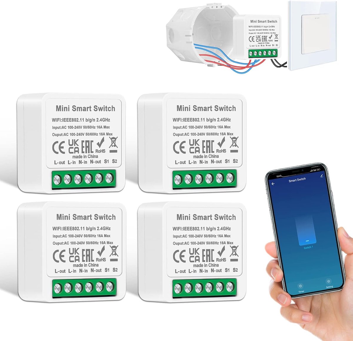 Slimme Lichtschakelaar - Mini DIY Relay Module - Compatibel met Alexa en Google Assistant - ShopVlot