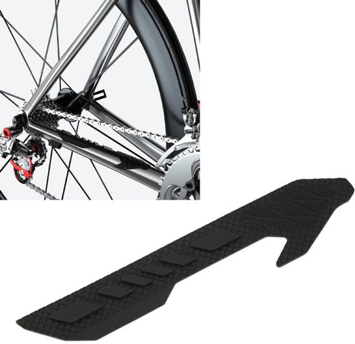 Frameguard Universele Toepassing - Kettingbeschermer Fiets - Achtervorkbeschermer - Bescherming Tegen Krassen - 23,4 cm Lang - Goede Hechting