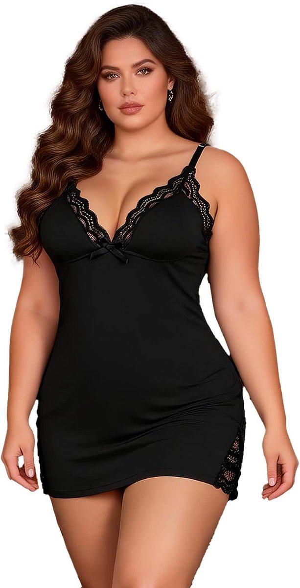 Nachtjurk S-XXL - Modal - Dunne bandjes - Sexy chic V-hals voor comfortabel slapen - ShopVlot