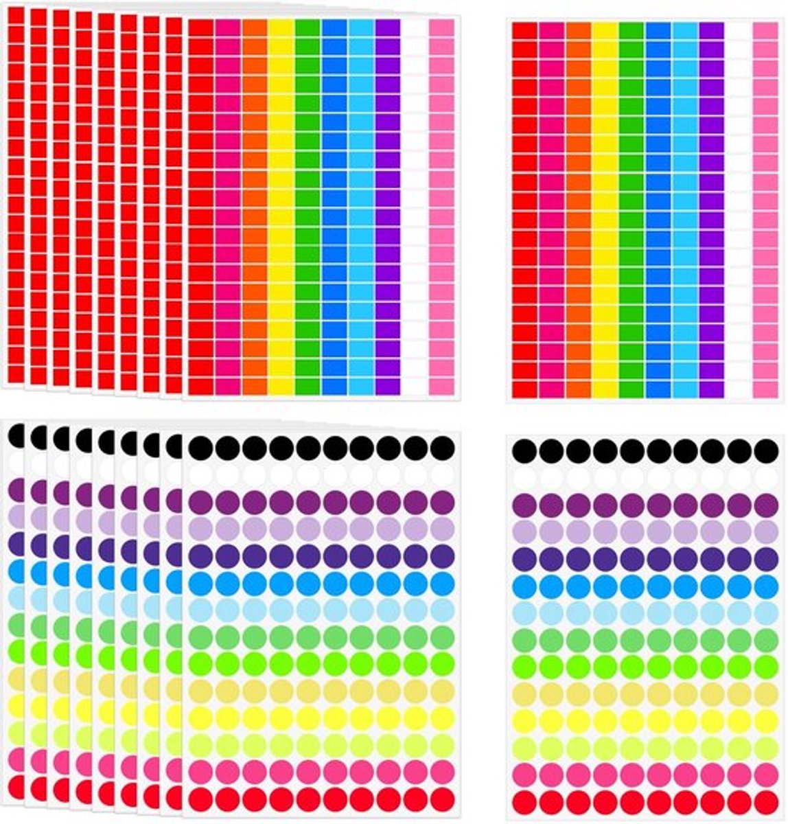 2000 vierkante en 1400 ronde etiketten - Lege labelstickers voor classificatie en markering