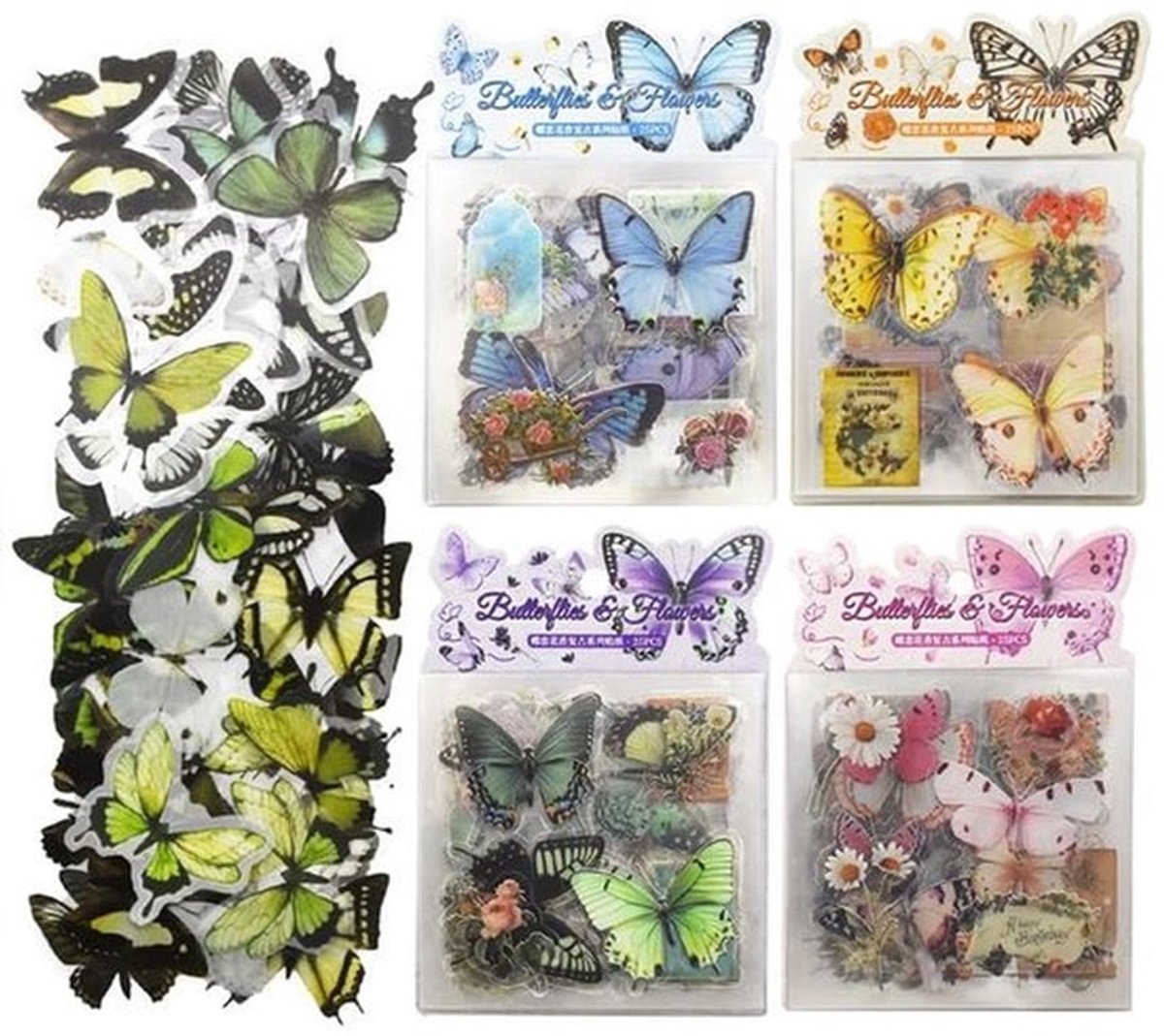 Vlinderstickers 487 Stuks - Waterdichte Stickers - Zelfklevende Decoratie - Vintage Bloemenstickers - Voor Laptop/Fiets/Muur - Kunststof 17x14x1 cm - Decoratiestickers