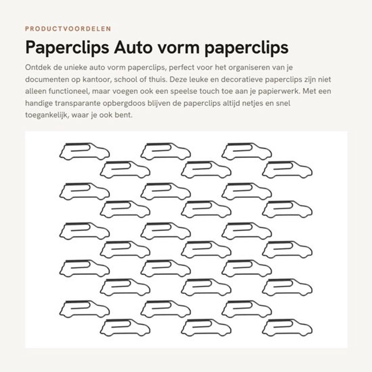Paperclips 30 stuks - Auto Vorm - Decoratieve Klemmen - Transparante Opbergdoos - Kantoor/School - Veelzijdig Gebruik - Kantoorbenodigdheden