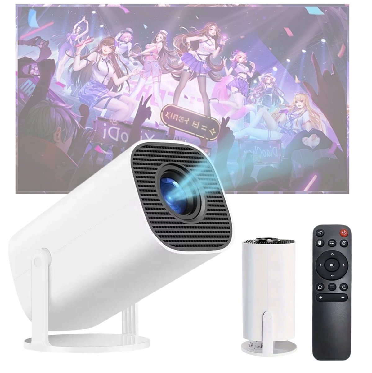 Mini Beamer - Draagbaar Projector - Android 12 - 5G & WiFi & Bluetooth 5.0 - 180° Hoek - 1080P - 200 ANSI - Thuisbioscoop - Voor Thuis en Kantoor