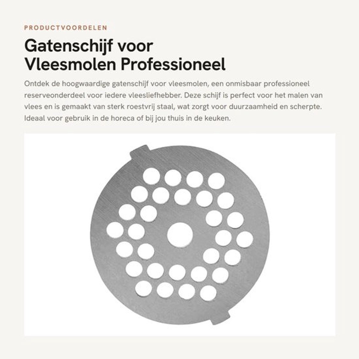 Gatenschijf roestvrij staal - Vleesmolenmes 5/7 mm - Professioneel reserveonderdeel - Sterk en scherp - Eenvoudig te installeren - Onderhoudsvriendelijk