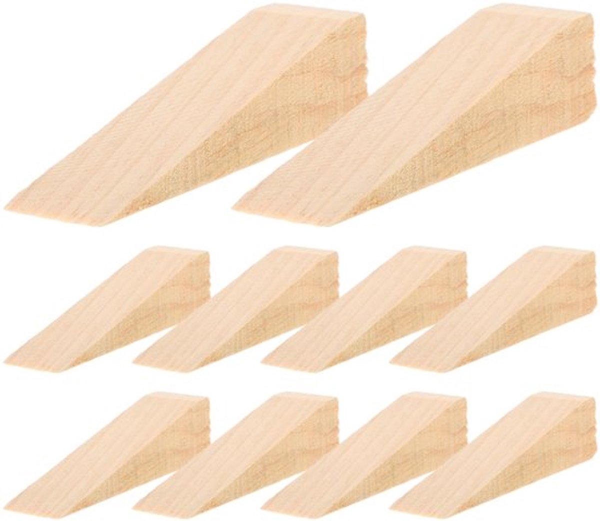 10-delige houten wiggen, diagonaal, geprofileerde deurstopper voor zware deuren, antislip, stabiel, veelzijdig, voor tegels, tapijt, eenvoudig zonder gereedschap
