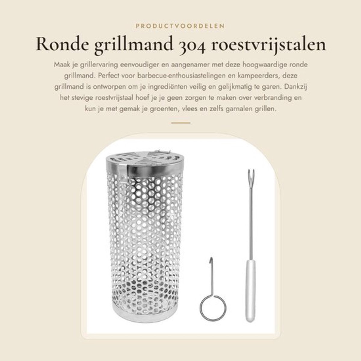 Grillmand 304 Roestvrij Staal - BBQ Accessoires - Barbecue - Camping - Groenten/Vlees - Perfect Kookresultaat - Barbecue Mand