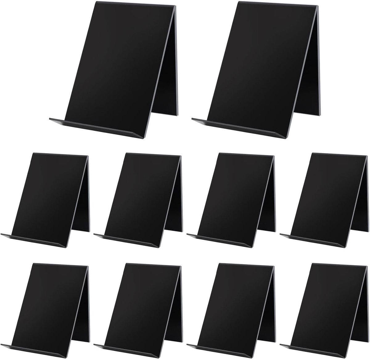 Acryl boeksteunen 10 stuks - 13 x 11,5 x 10 cm - zwart - ideaal voor boeken en brochures - ShopVlot