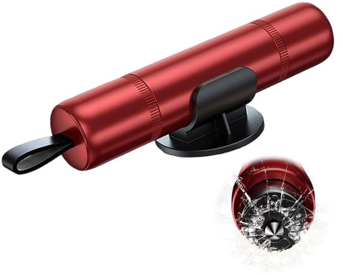 DALAETUS Noodhamer voor de auto met 1 houder - 2-in-1 noodhamer voor de auto met gordelsnijder voor veiligheid, veiligheidshamer voor de auto, rood