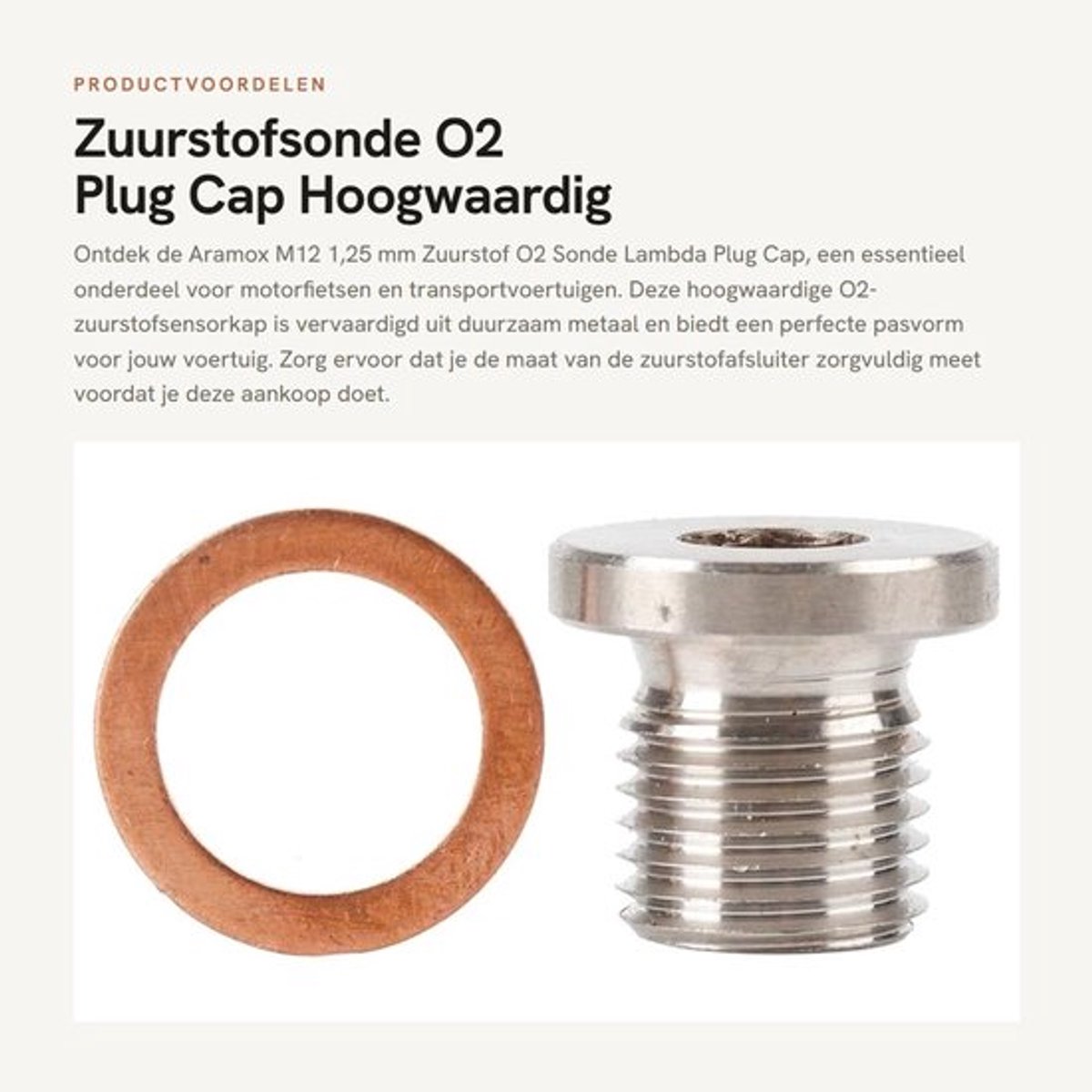 Lambda Sonde - M12 1,25 mm Zuurstofsluiter - Hoogwaardig Metaal - Slijtvast - Herbruikbaar - Roestbestendig - Zuurstofsensor