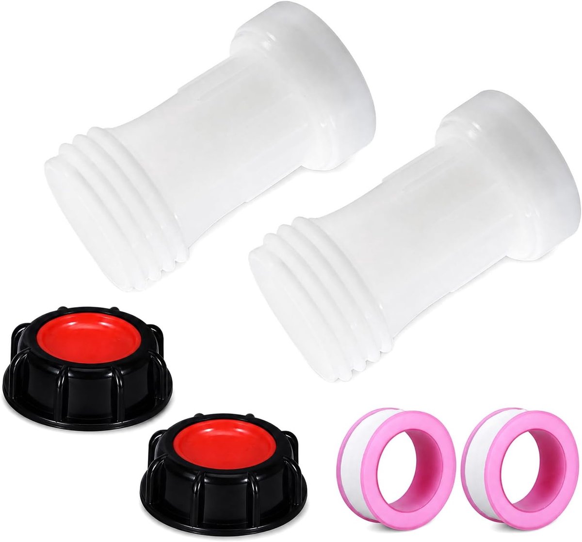 IBC-tankaccessoires verlengset 11 cm - kunststof - 2 adapters en afdichtbanden - ideaal voor irrigatie - ShopVlot