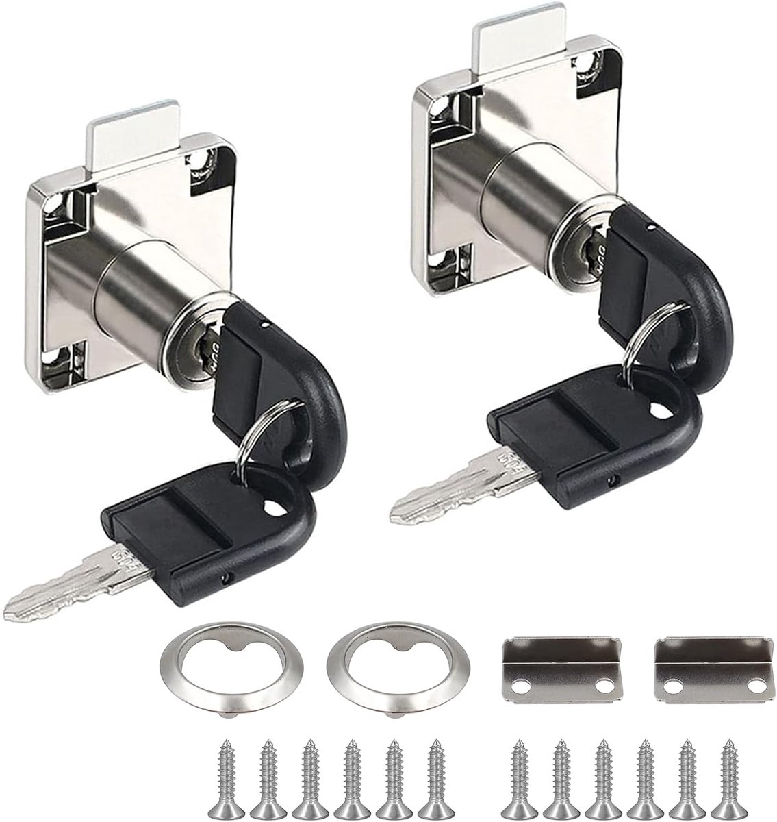 2pcs Furniture Lock 22mm Cabinet Lock with Key, Silver Drawer Lock Universal Screw Lock for Office, Household, Drawers - ShopVlot