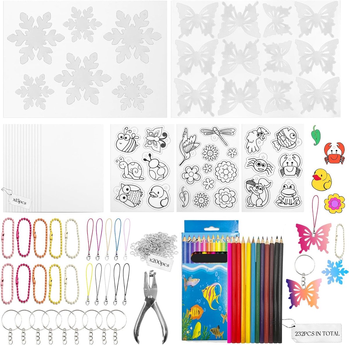 Krukplastic film kit 263-delig - met vlinder en sneeuwvlokmotieven - creatieve ornamenten voor knutselen - ShopVlot