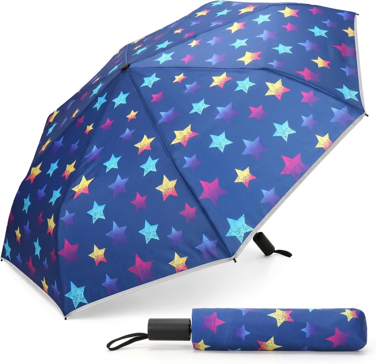 Augesak Paraplu voor kinderen, reflecterend, kinderparaplu voor jongens en meisjes, winddicht, stormbestendig - ShopVlot