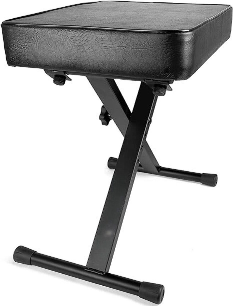 QUOVO® Pianokruk – Pianobank Met Gevoerde Zitting – Piano Kruk – Pianostoel – Pianokruk Verstelbaar – Zwart - 32cm x 48cm x 53cm